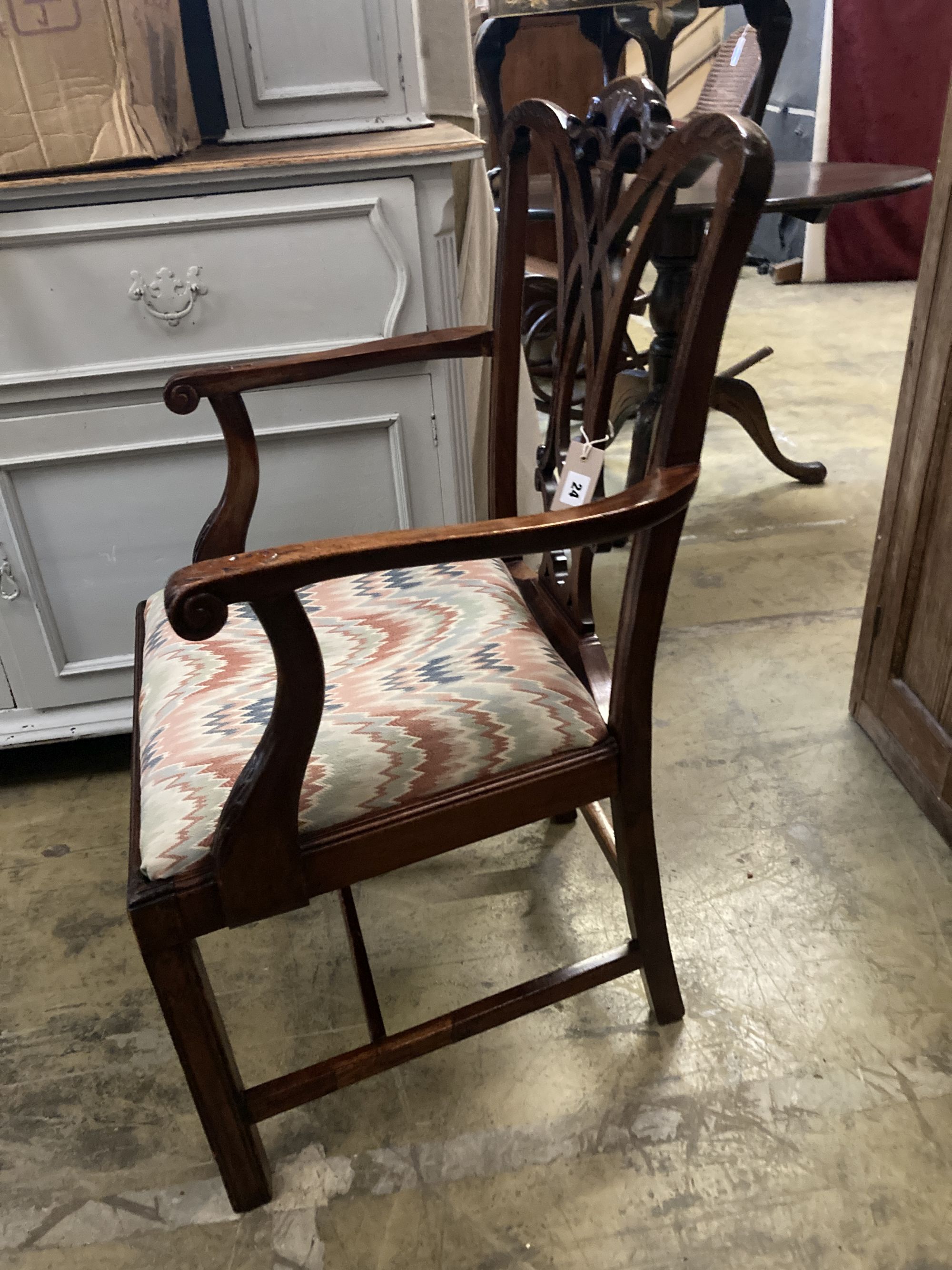 A George III mahogany elbow chair